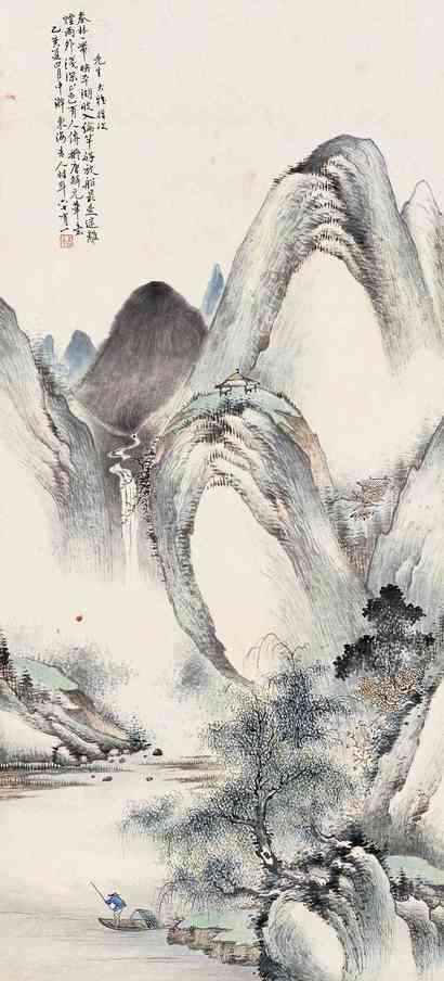 吉人 1875年作 山水 立轴